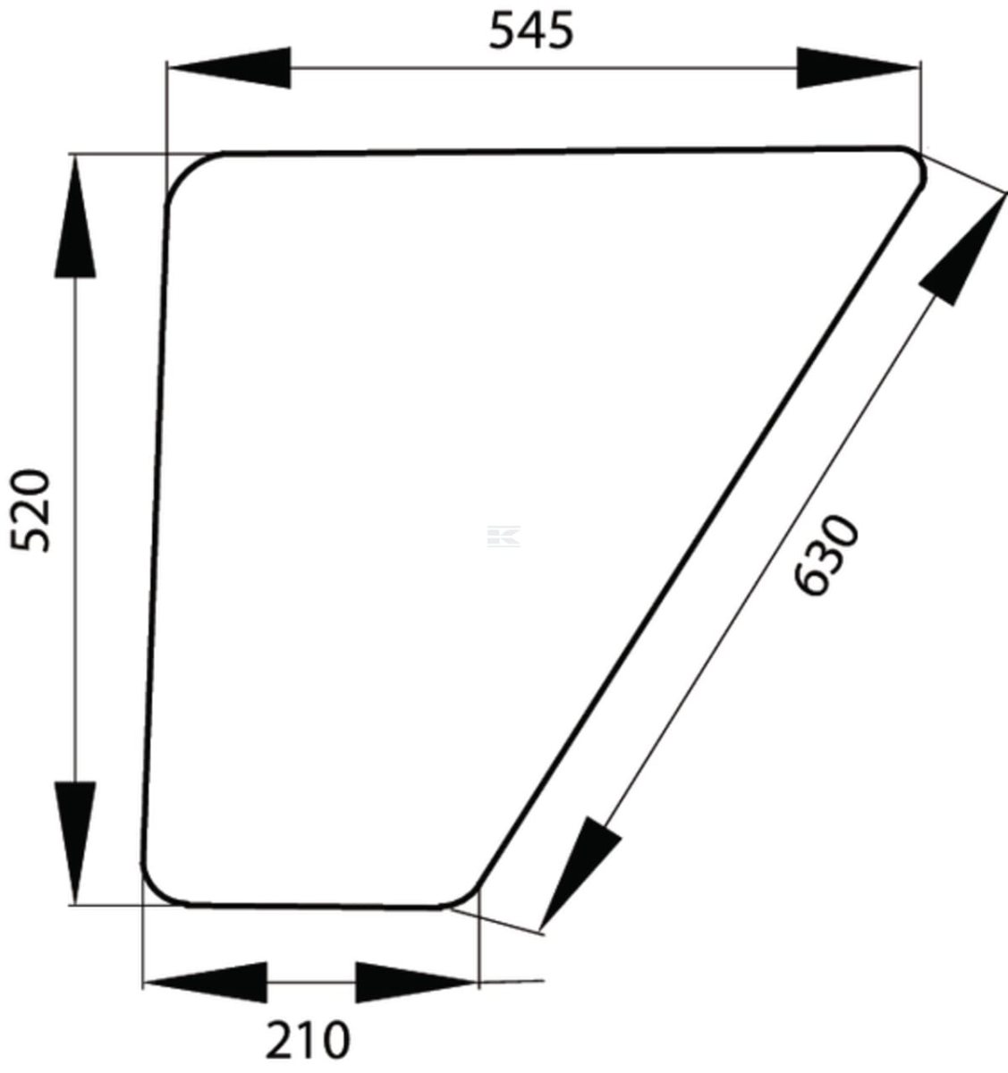 Стъкло за кабина 520 × 545 мм KS-1053520
