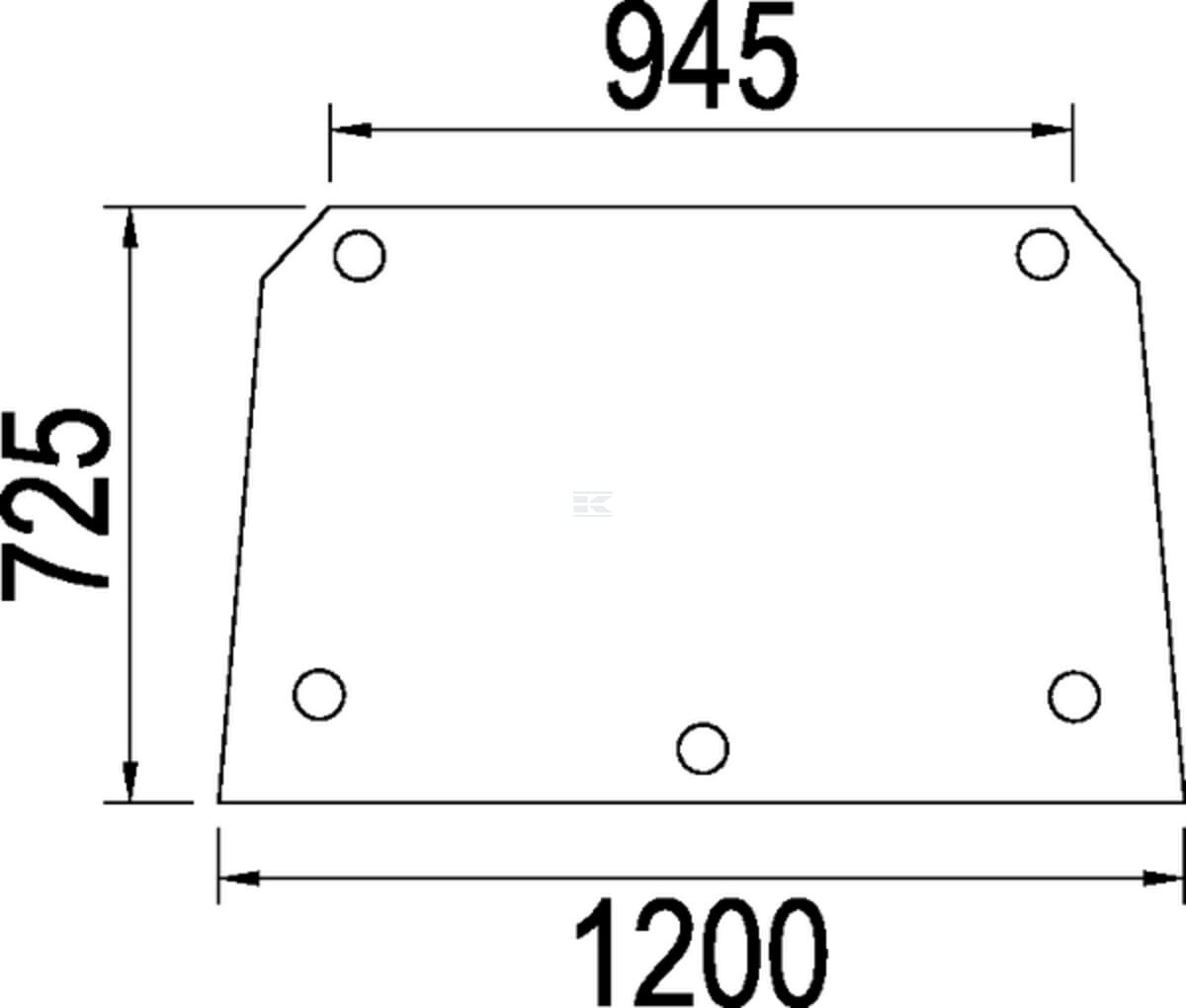 Стъкло за кабина 725 × 1200 мм KS-1081996